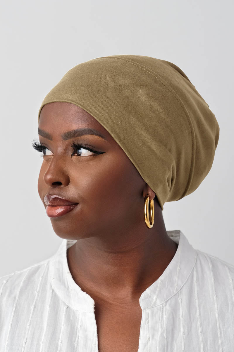 TURBRAND Twisted Matte Satin Crepe Headband with Elastic Band in Copper