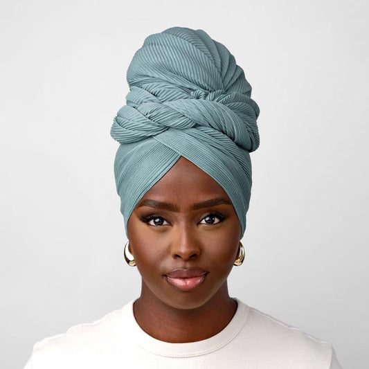Pleated Headwrap in Light Turquoise - TURBRAND