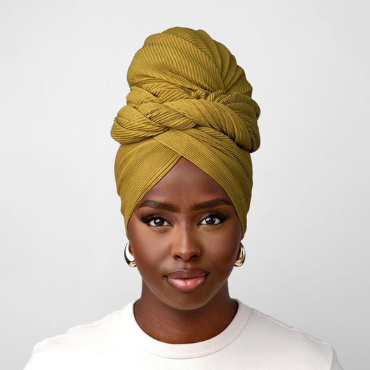 Pleated Headwrap in Lime Green - TURBRAND