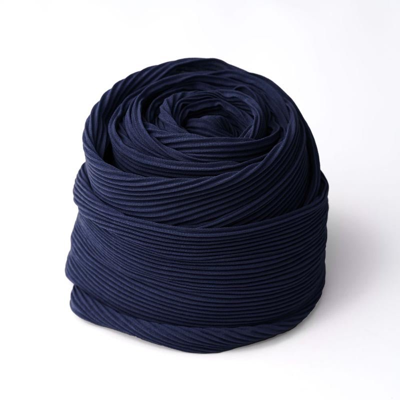 Pleated Headwrap in Navy Blue - TURBRAND