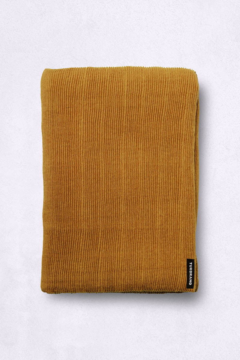 Adorn Pleated Cotton Headwrap in Mustard Yellow