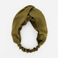 Twisted Matte Satin Crepe Headband with Elastic Band in Green - TURBRAND